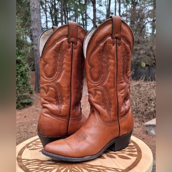Vintage 1970's Women's Abilene Brown Leather Round Toe Cowboy Boots Size 6